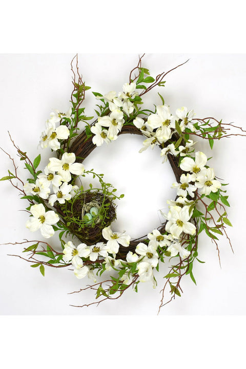 SILK WREATH DOGWOOD 20" WH/GR