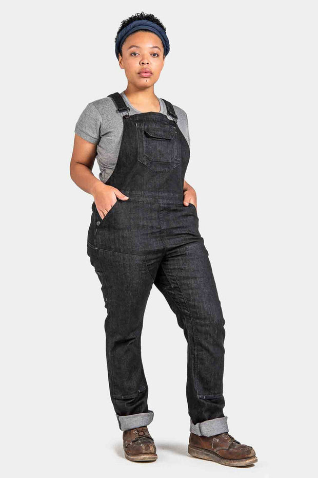 Dovetail Workwear Freshley Overalls For Women Heathered Black Denim