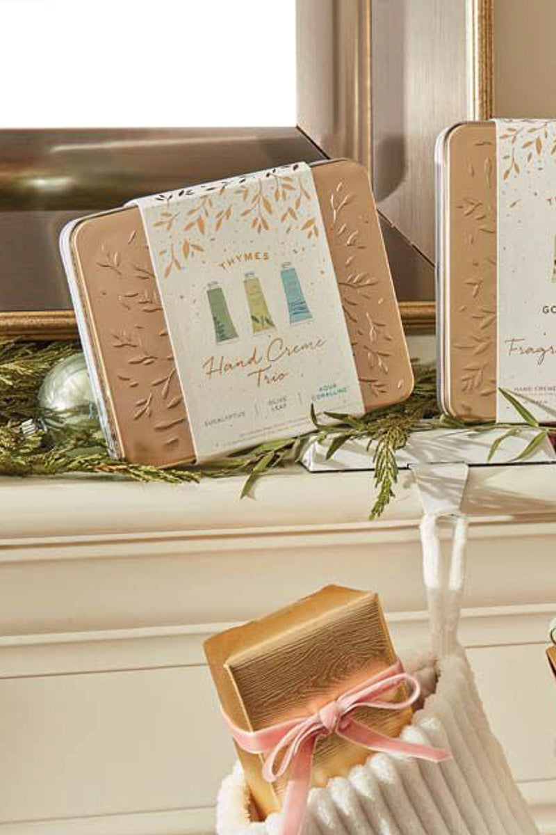 Thymes Eucalyptus, Olive Leaf & Aqua Coralline Hand Cream Trio