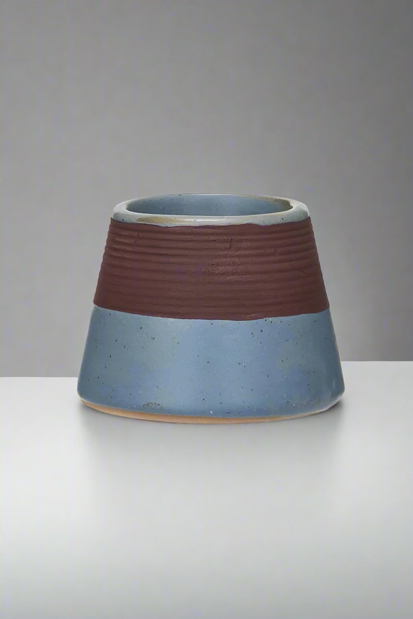 Creative Co-Op Stoneware Match Holder with Striker Blue