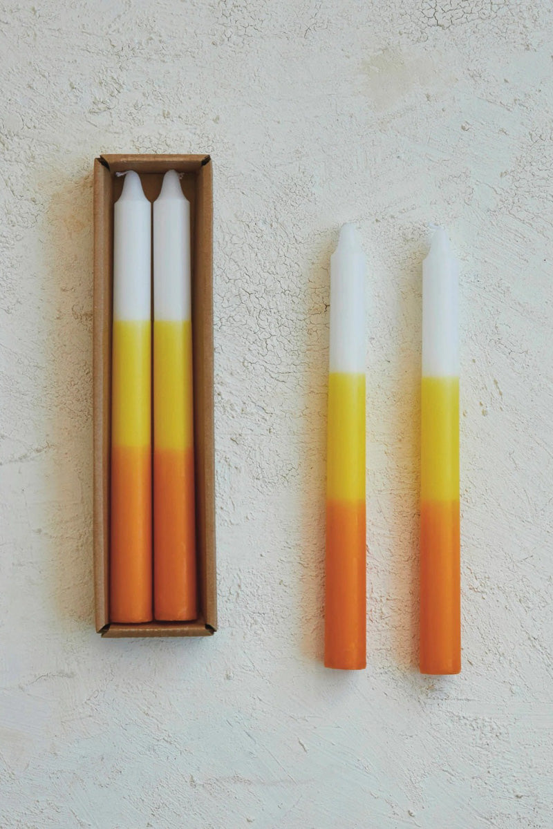 Candles Taper White Yellow Orange Unscented 10"