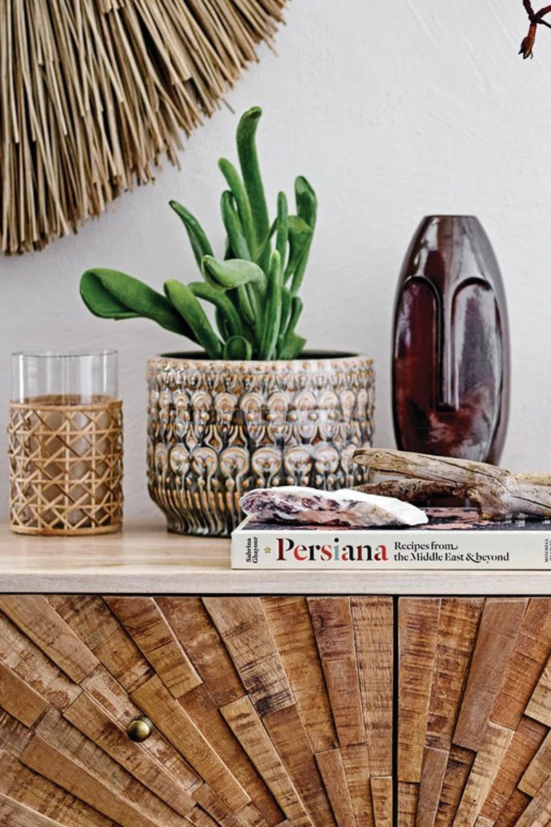 Bloomingville Embossed Stoneware Planter Beige 7"