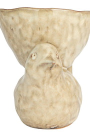 Creative Co-Op Stoneware Bird with Bowl Cream