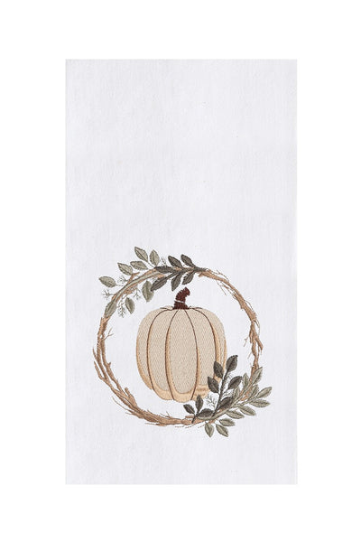 White Pumpkin Wreath Towel