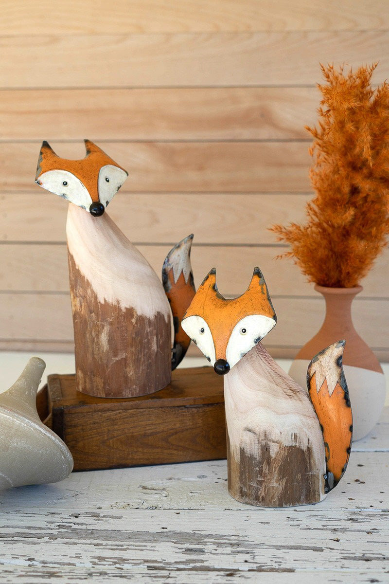 Kalalou Recycled Wood and Iron Fox Small