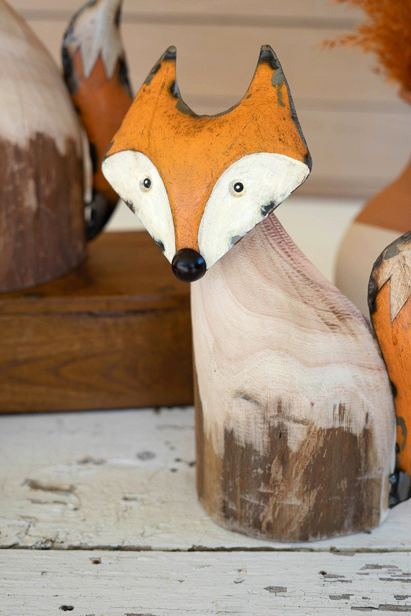 Kalalou Recycled Wood and Iron Fox Small