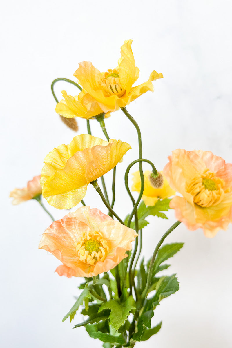 Faux Poppy Bush 15" Yellow