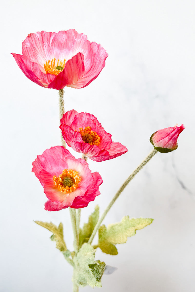 Faux Poppy Spray 23.6" Pink