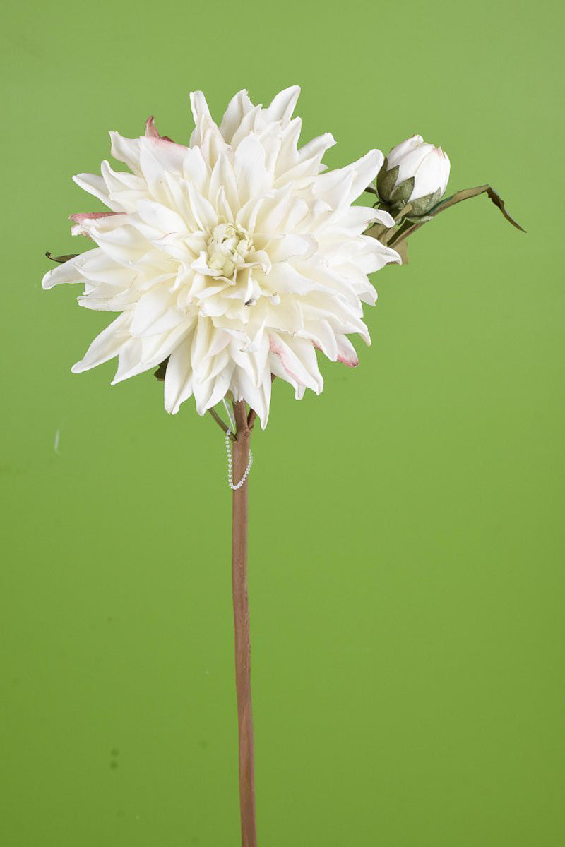 SILK DRIED DAHLIA STEM 21" WH
