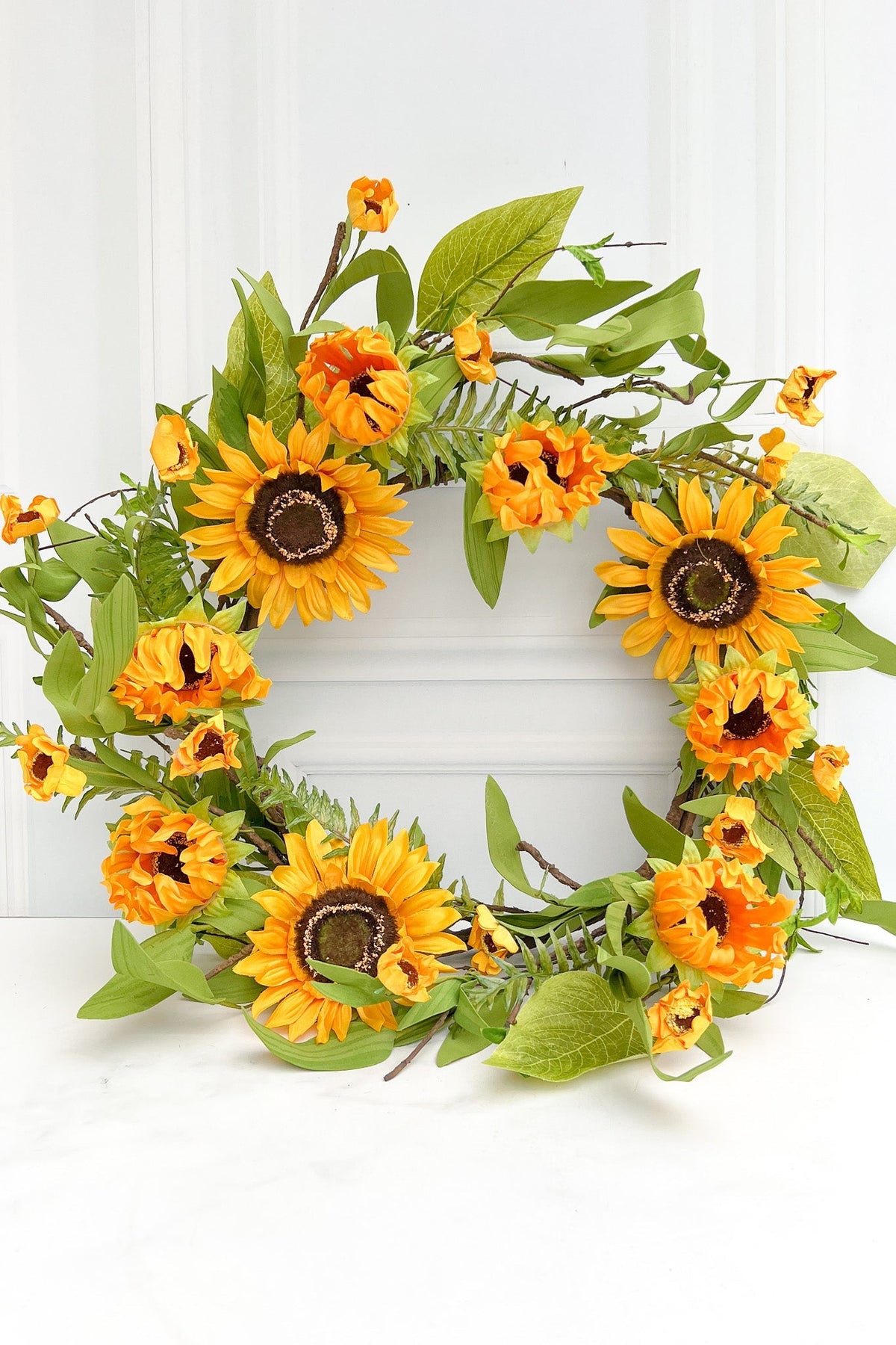 SILK WREATH SUNFLOWER 22"