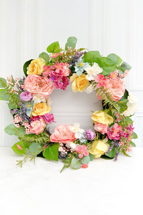 SILK, WREATH PEONY & ROSE 24"