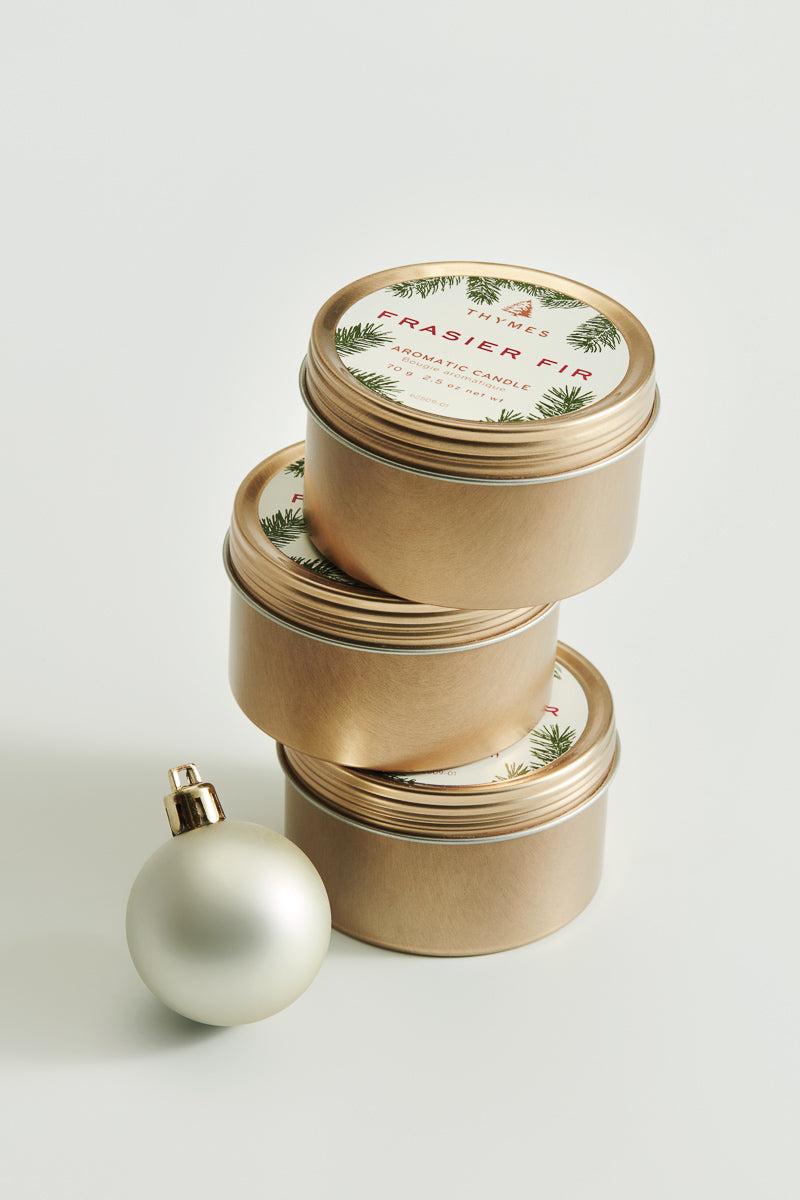 Thymes Frasier Fir Pine Needle Poured Candle Travel Tin