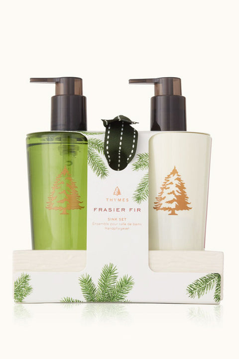 Thymes Hand Soap & Lotion with Ceramic Caddy Frasier Fir