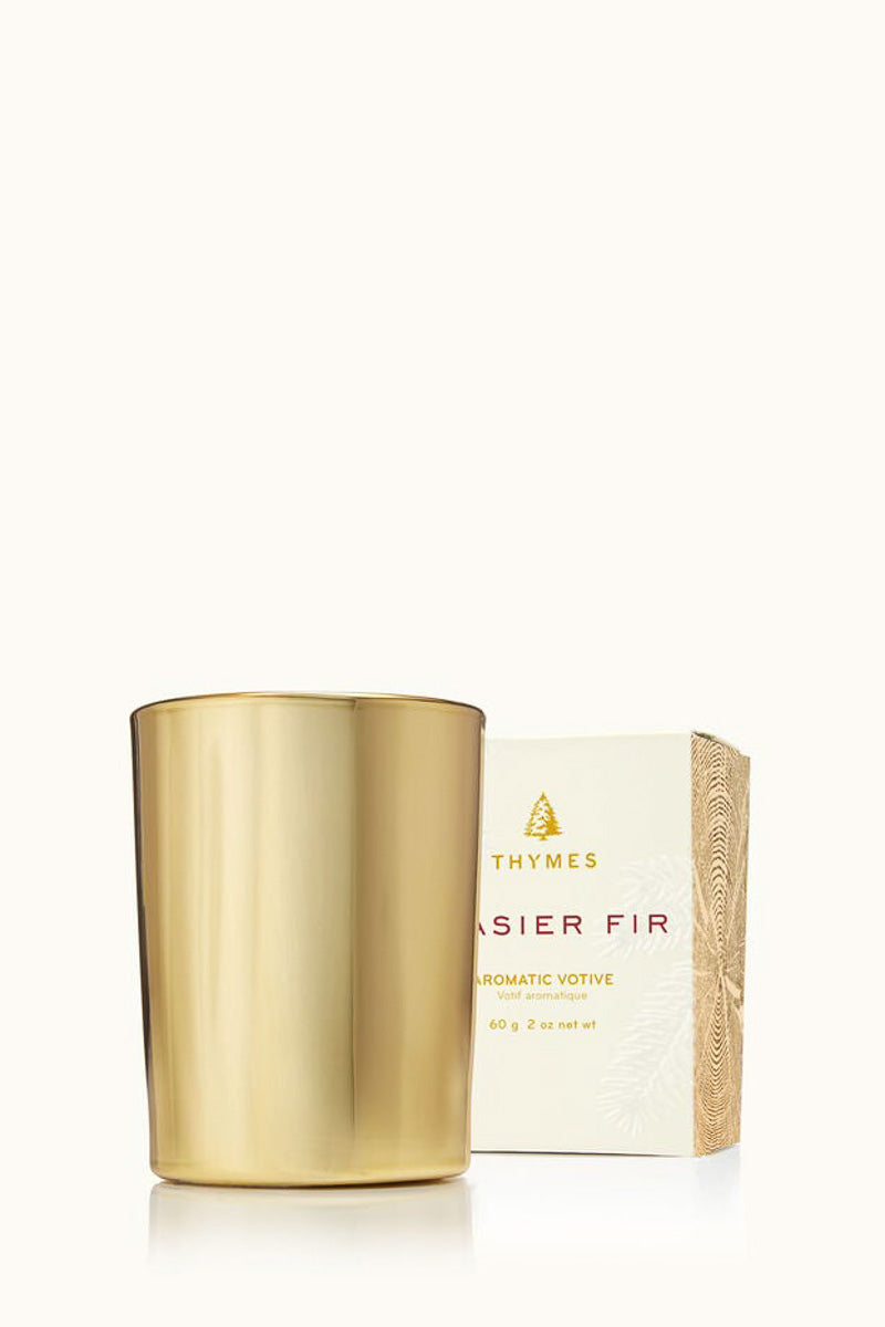 Thymes Frasier Fir Gilded Votive Candle Gold