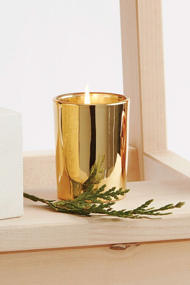 Thymes Frasier Fir Gilded Votive Candle Gold