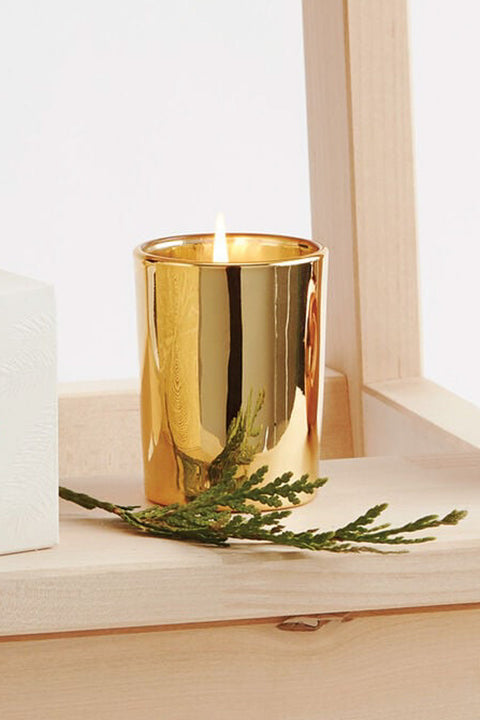 Thymes Gilded Votive Candle Frasier Fir Gold