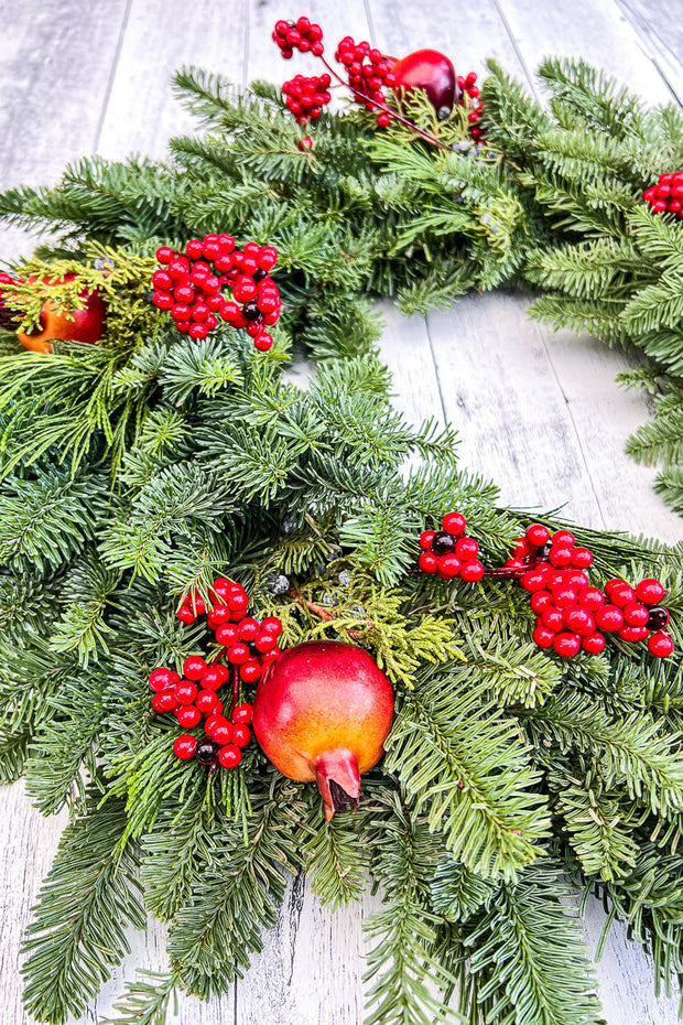 Wreath, Cones/Pomegranate 24"