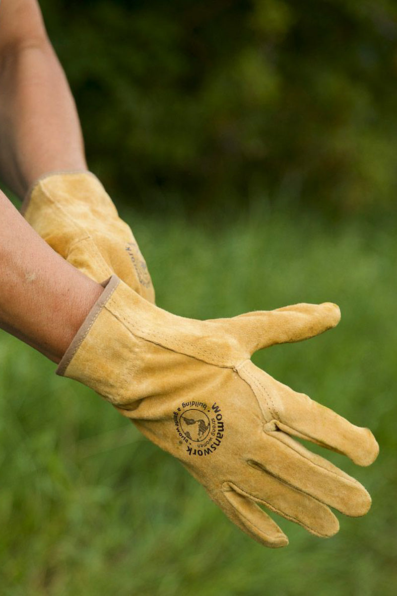 Womanswork Rugged Leather Work Gloves Small Camel