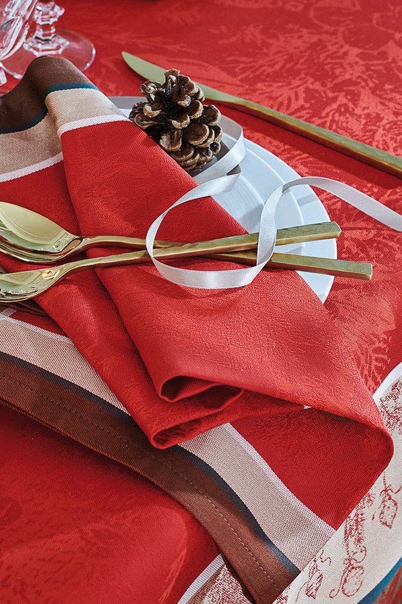 Garnier-Thiebaut Couronne De Noel Napkin Rouge
