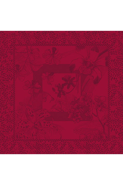 Garnier-Thiebaut Orchidees Bordeaux Tablecloth 71" x 71"