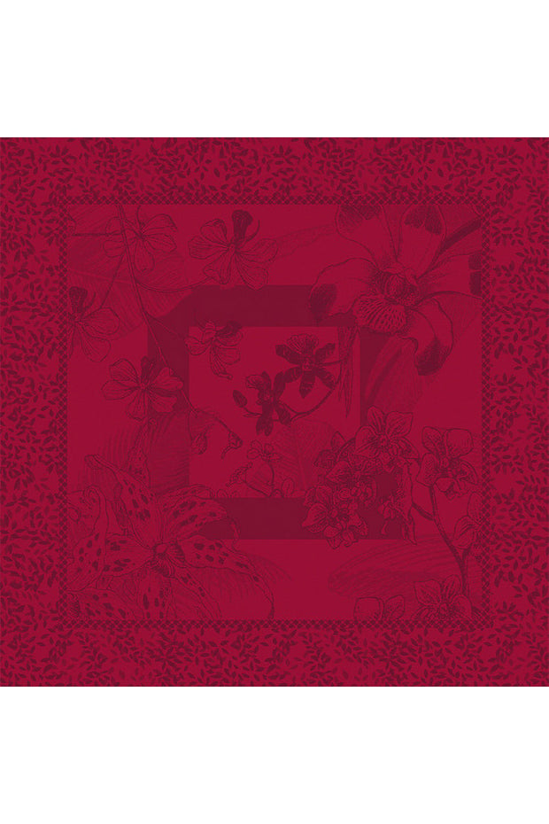 Garnier-Thiebaut Orchidees Bordeaux Tablecloth 71" x 71"
