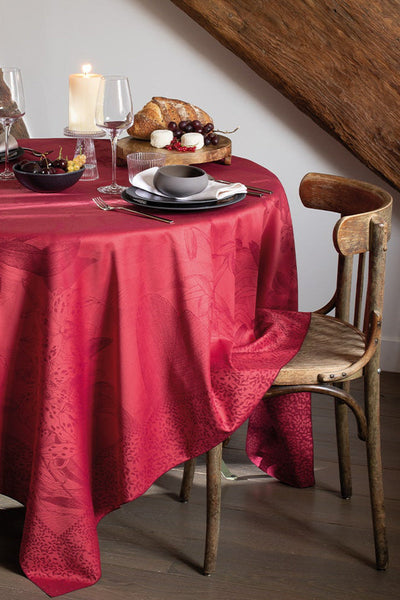 Garnier-Thiebaut Orchidees Bordeaux Tablecloth 71" x 102"