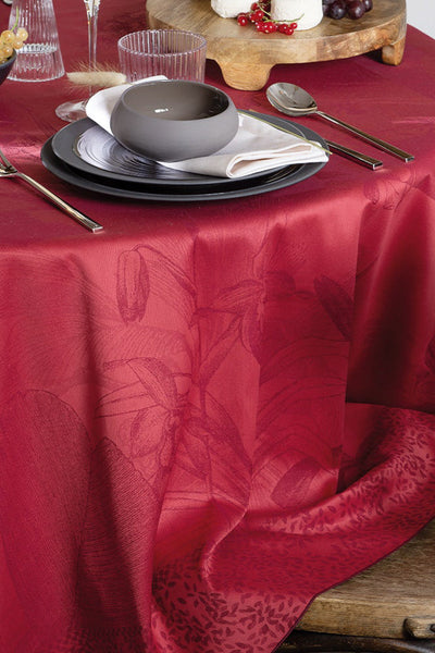 Garnier-Thiebaut Orchidees Bordeaux Tablecloth 71" x 122"