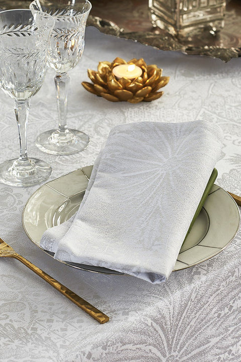 Garnier-Thiebaut Mille Isaphire Blanc Tablecloth 69" x 69"