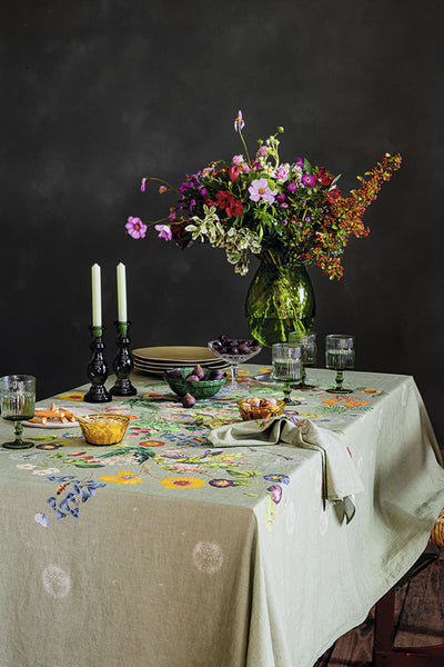 Garnier-Thiebaut Bouquet Du Soliel Sauge Tablecloth 61" x 61"