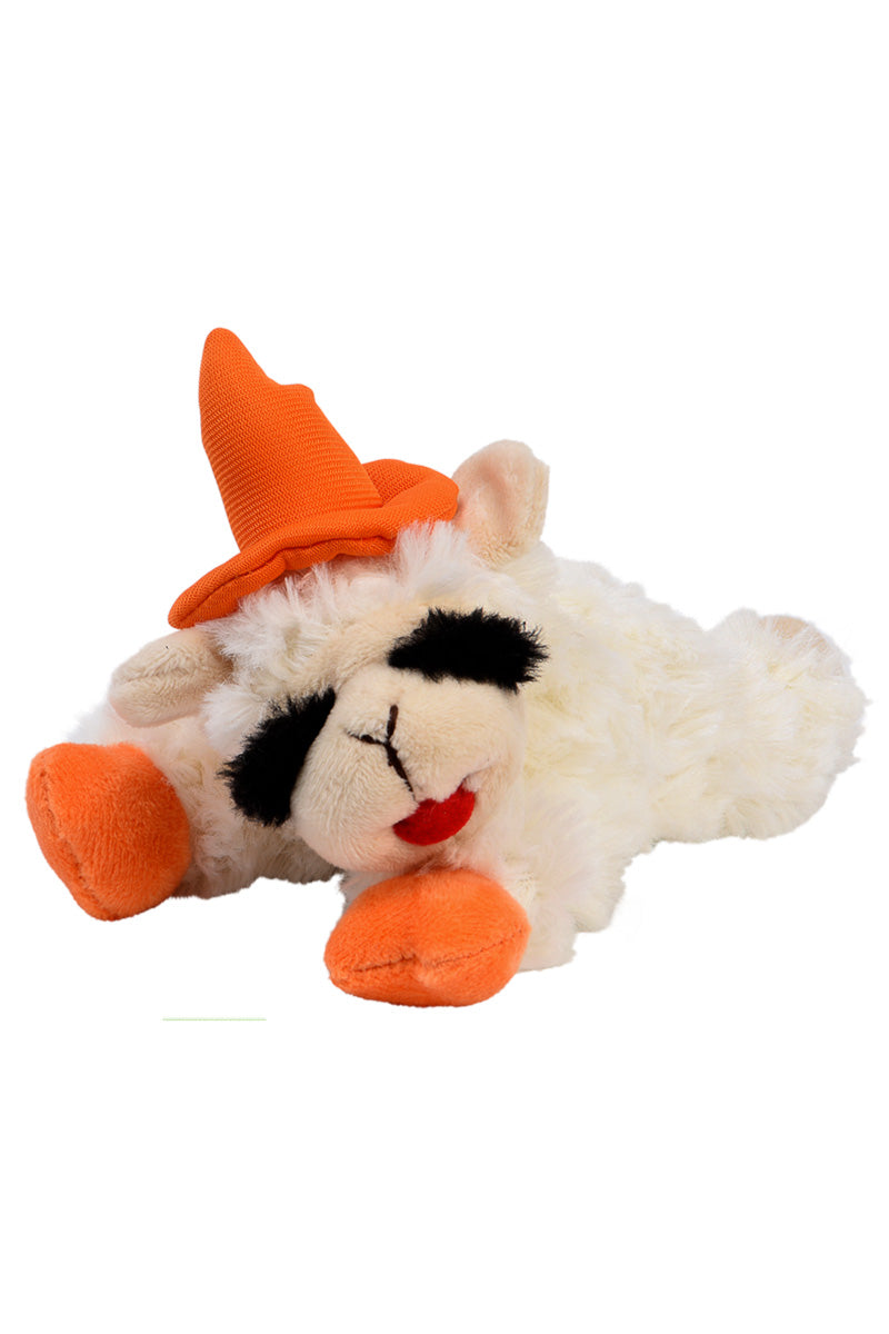 Multipet Halloween Witch Lamb Chop w/Orange Hat & Paws 6.5"