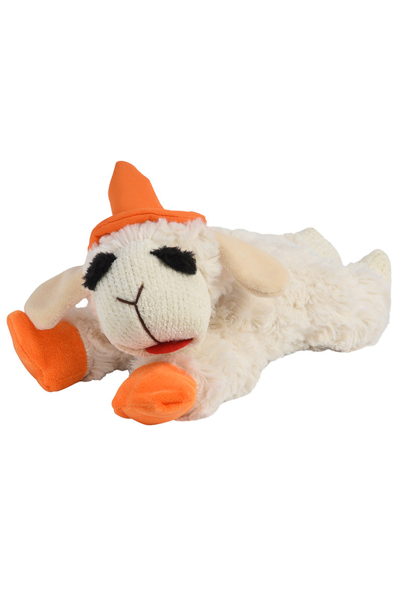 Multipet Halloween Witch Lamb Chop w/Orange Hat & Paws 10.5"