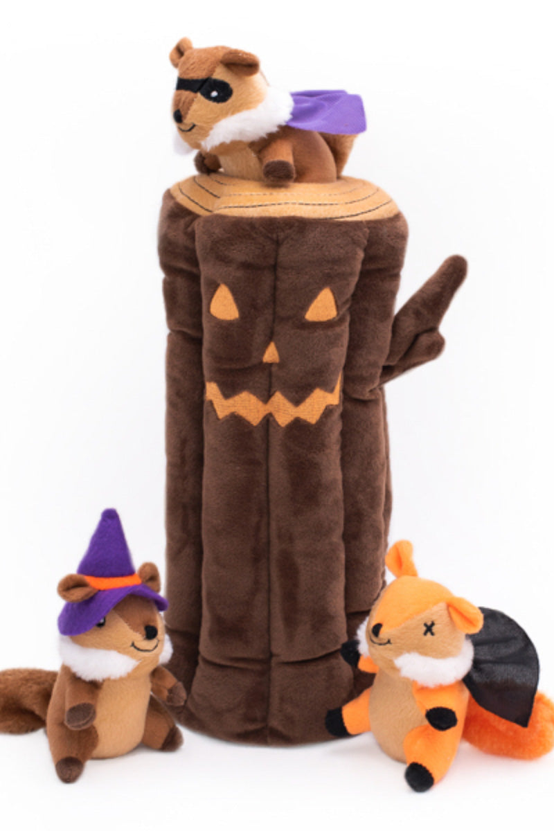 ZippyPaws Halloween Haunted Log Burrow Dog Toy
