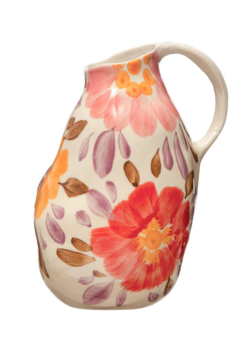 PITCHER, STONEWARE FLORAL 32oz