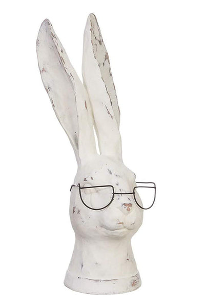 RABBIT BUST WITH GLASSES 13.75