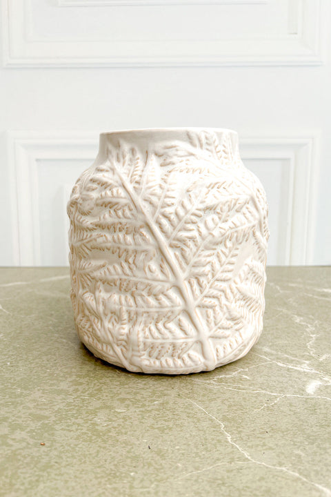 VASE LEAF EMBOSSED 7"