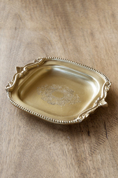 TRAY, ANTIQUE BRASS COIN