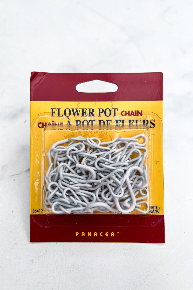 Flower Pot Chain 3" - 18" With S Hook White