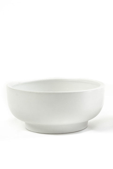 POT PEDESTAL BOWL WHITE 9"