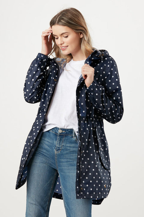 RAIN JACKET, NAVY SPOT SIZE 4