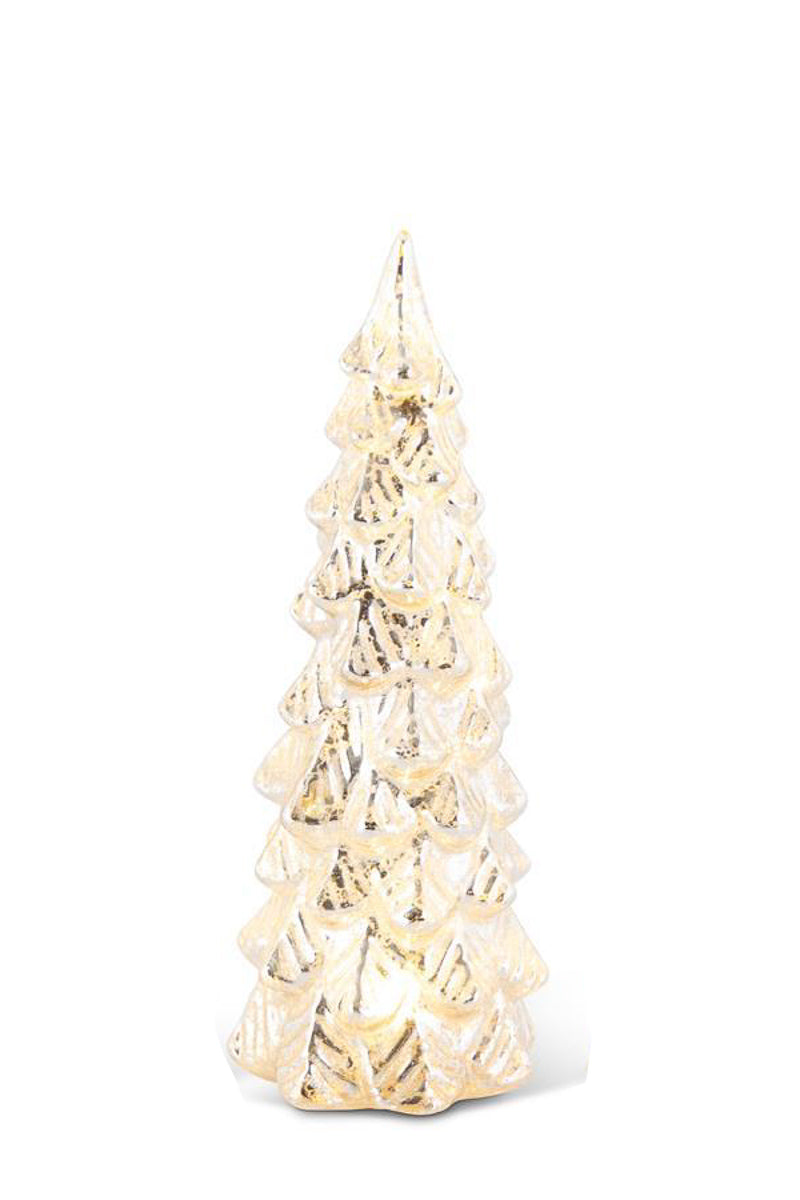 Glittered Mercury Glass LED Tree Medium Silver