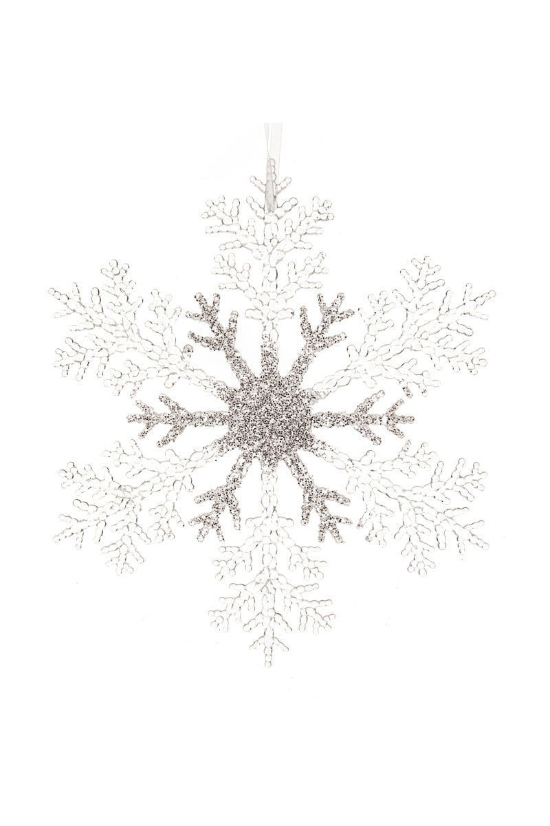 Snowflake Ornament Glitter Silver