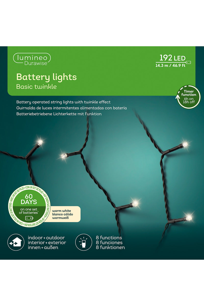 Durawise LED Lights Twinkle Effect Outdoor 192 Lights Warm White