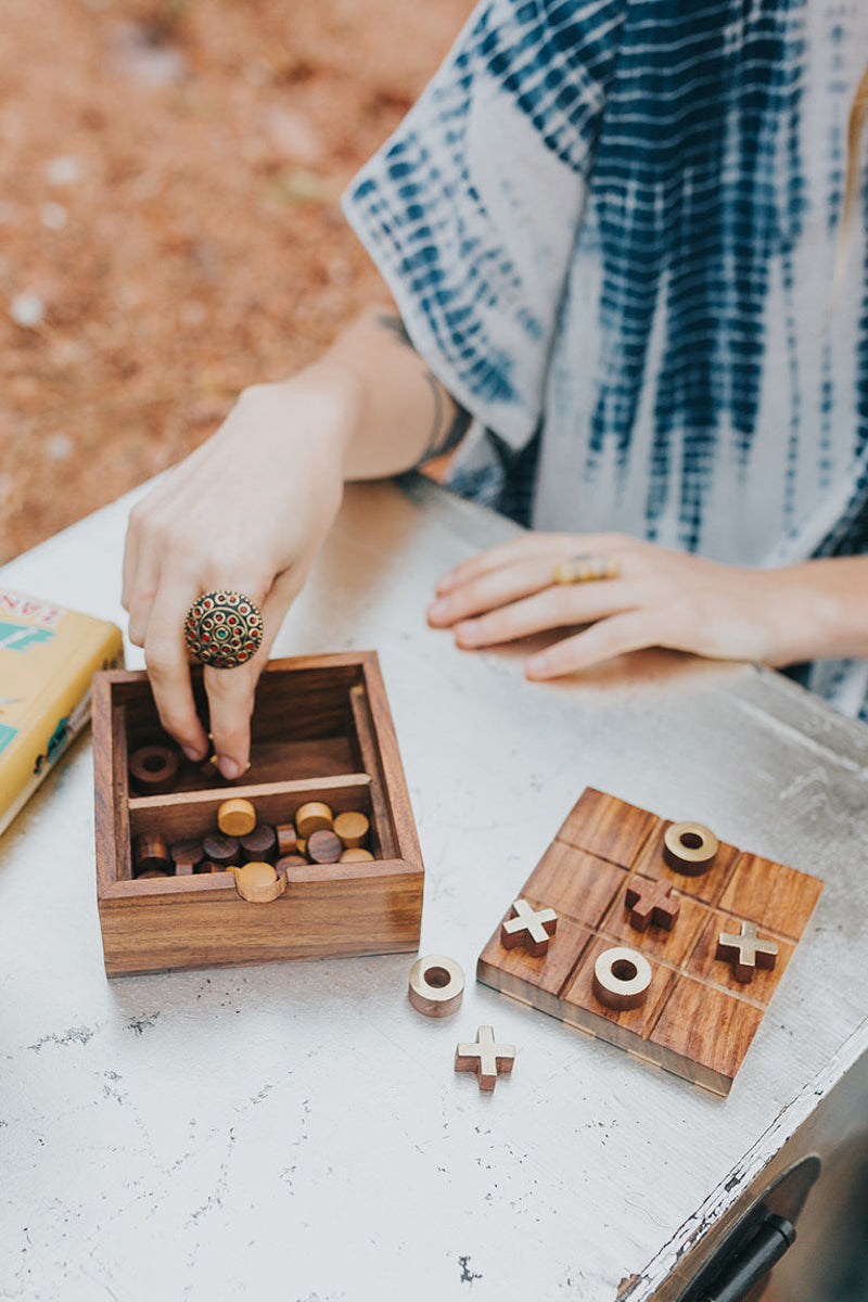 Checkers and Tic Tac Toe Game Set-Handcrafted Wood