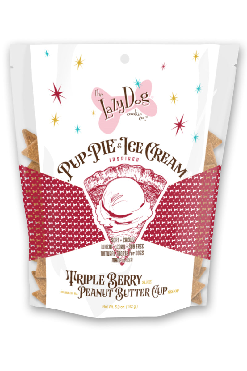 Lazy Dog Pup-PIE & Ice Cream Slices Triple Berry w/ Peanut Butter Dog Treats 5 oz