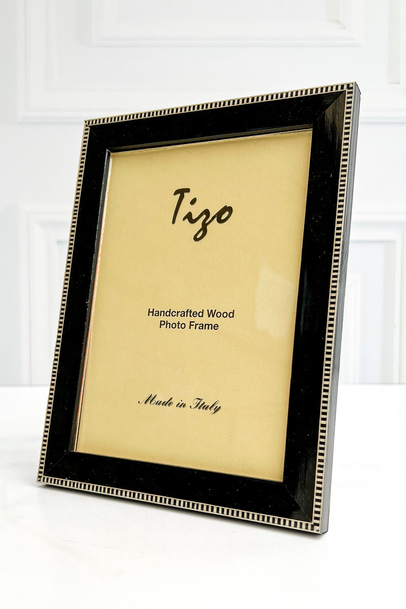 Tizo Stripe Inlaid Italian Wood Frame 5x7 Black