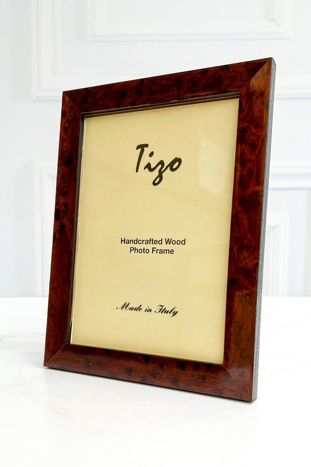 Tizo Dark Brown Burl Italian Wood Frame 5 x 7