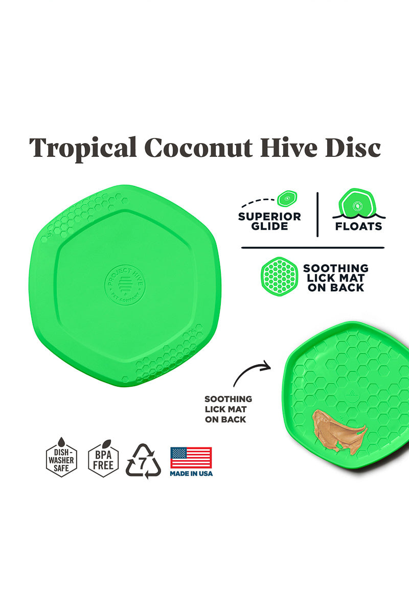 Project Hive Disc & Lick Mat Tropical Coconut Scent Dog Toy