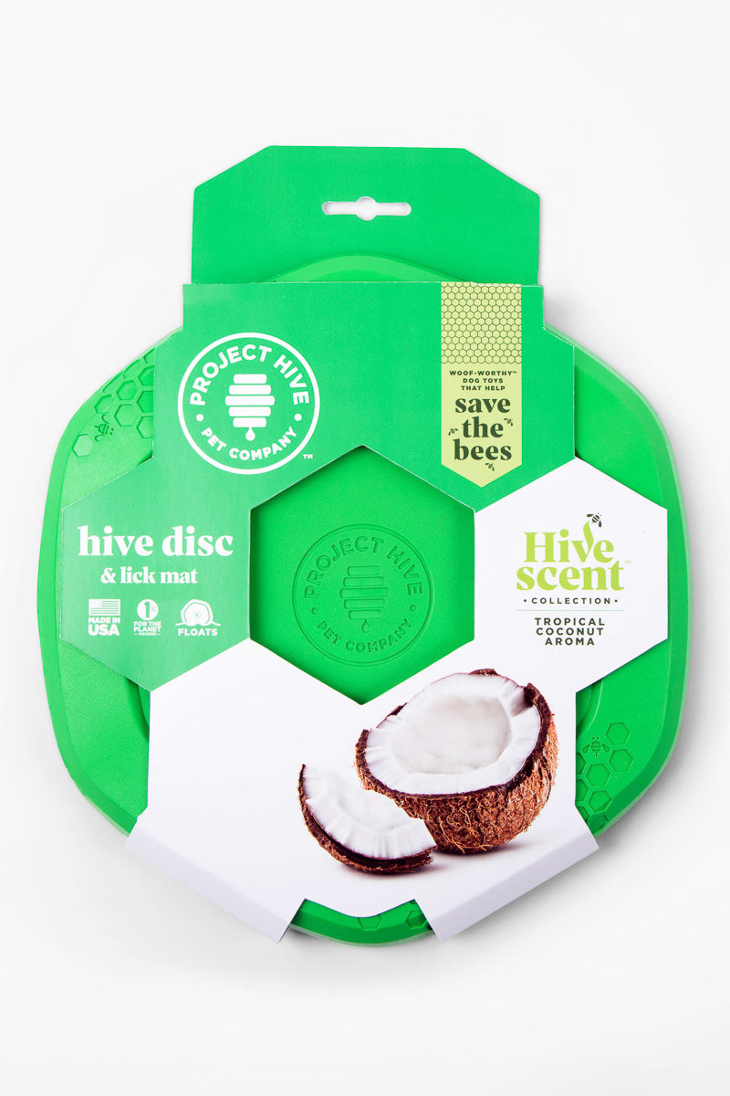 Project Hive Disc & Lick Mat Tropical Coconut Scent Dog Toy