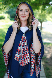 WRAP HOODED NAVY/RED