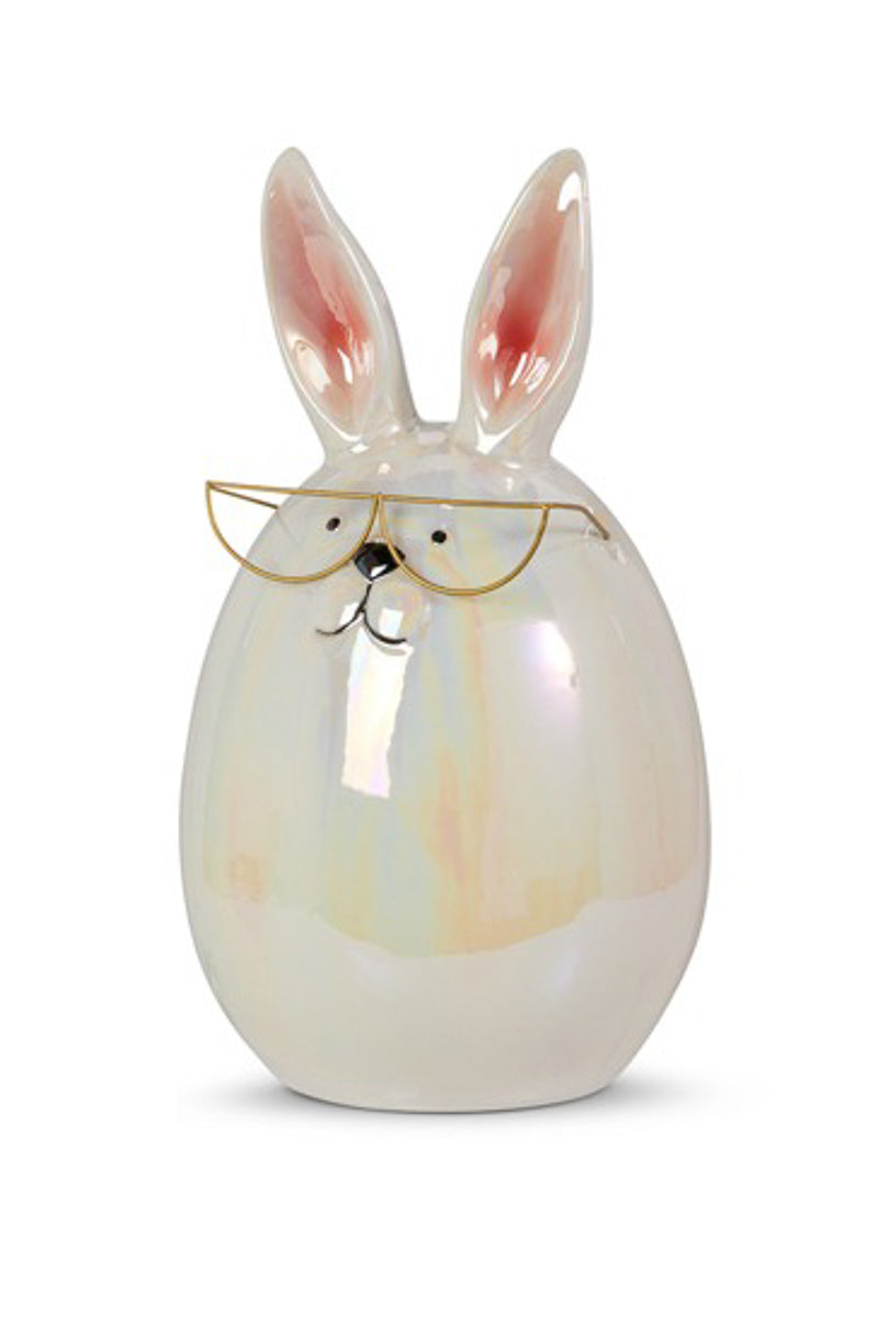 Iridescent Egg Bunnies with Glasses Large White